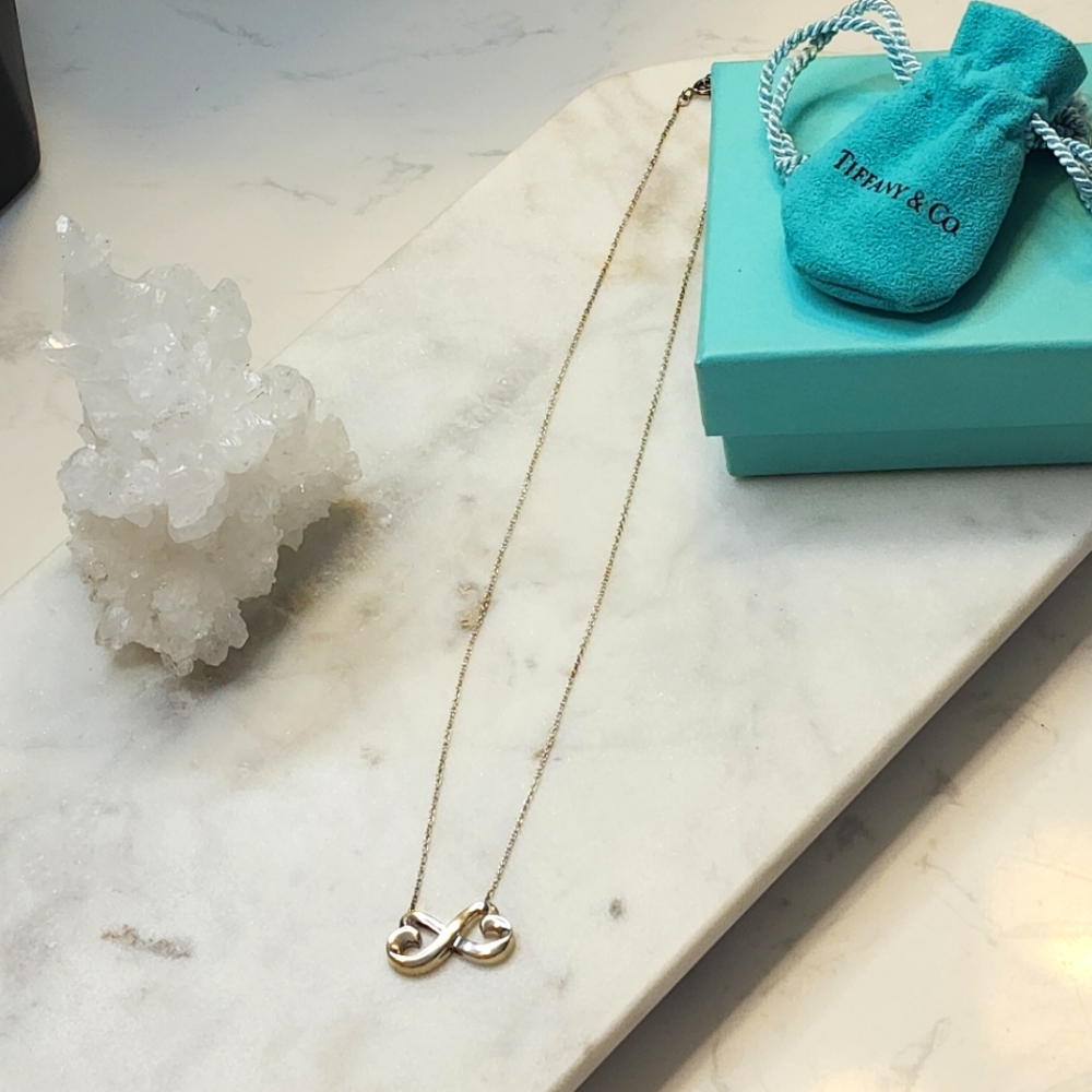 Tiffany & Co. Paloma Picasso Sterling Silver Double Heart Infinity Necklace